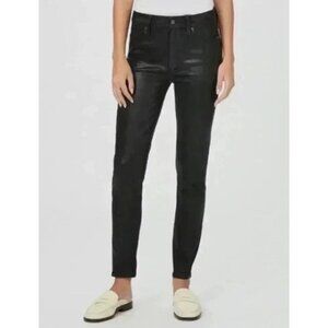 Lauren Ralph Lauren Womens Jeans 10 Skinny Black Coated Waxed Faux Leather Goth